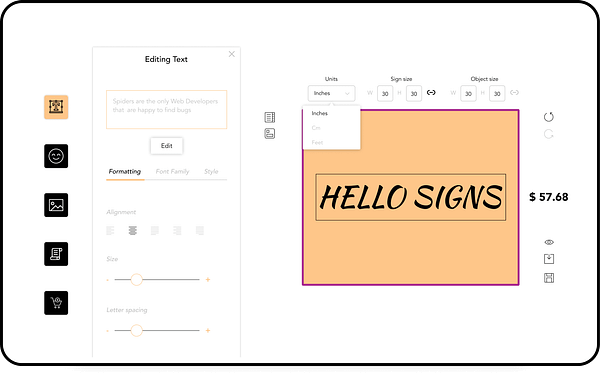 Custom signs and banners for woocommerce